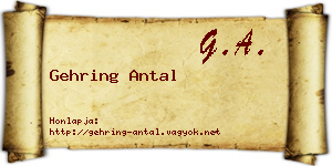 Gehring Antal névjegykártya